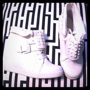 White, wedge, studded sneakers! Punk Lolita
